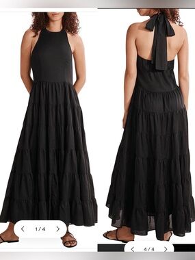 Country Road Halter Resort Dress Tiered Flowy Cotton , Size M